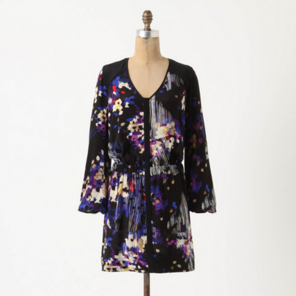 Anthropologie Dresses & Skirts - 2 Leifsdottir Anthropologie Black Blue Silky Dress
